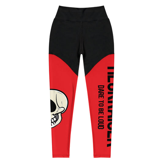 Skele Red + Black Sports Leggings